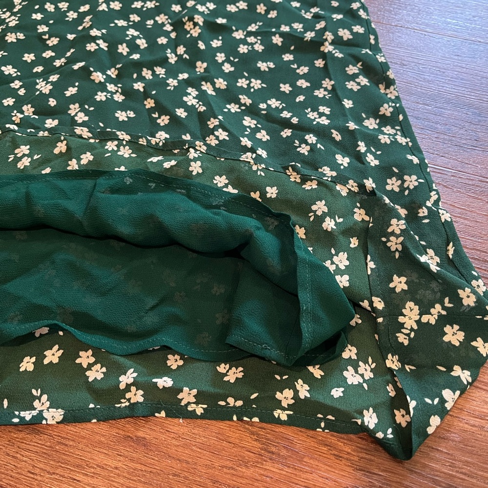 REFORMATION Joy Dress Annette Print Green White Ditsy Floral Open Back Women's 0 - Picture 10 of 16